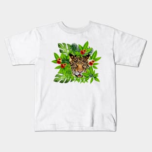 Leopard Face Tropical Kids T-Shirt